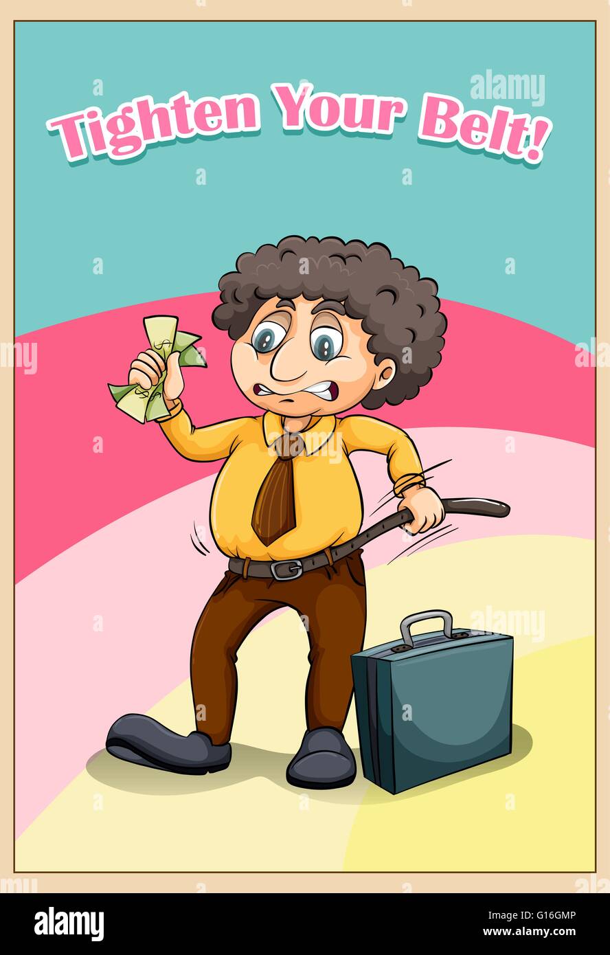 Tighten your belt idiom illustration Stock Vector Image & Art Alamy