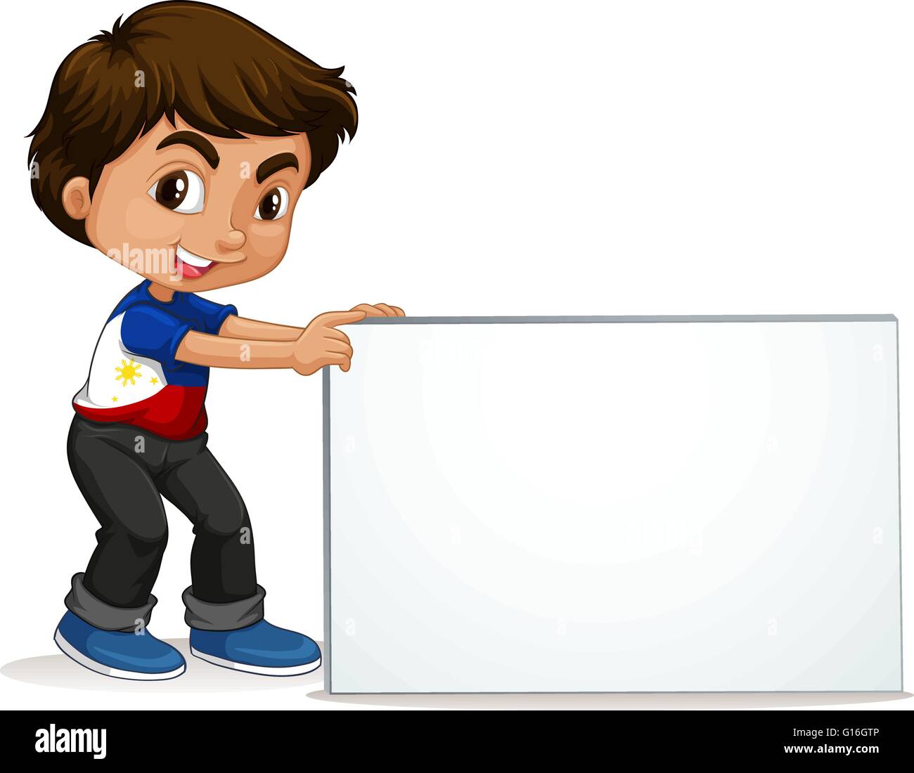 Boy holding blank sign hi-res stock photography and images - Alamy