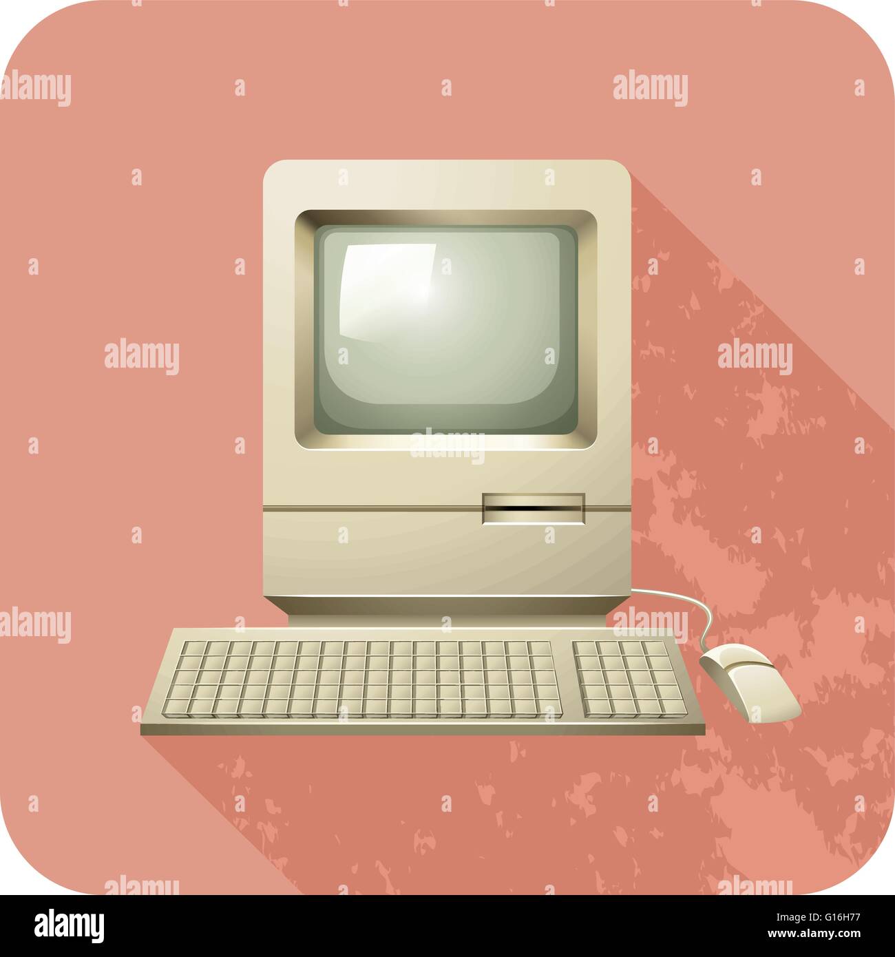 Personal computer with keyboard and mouse Stock Vector