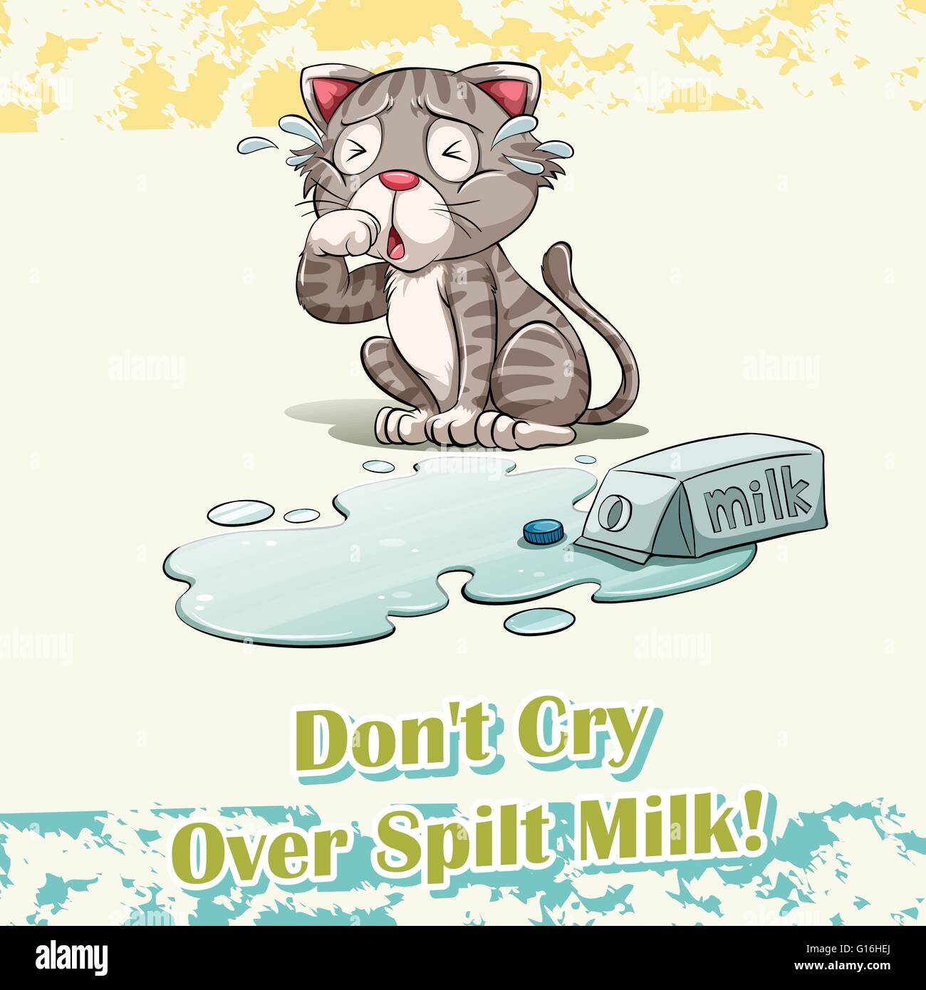 Idiom don't cry over spilt milk illustration Stock Vector Image & Art