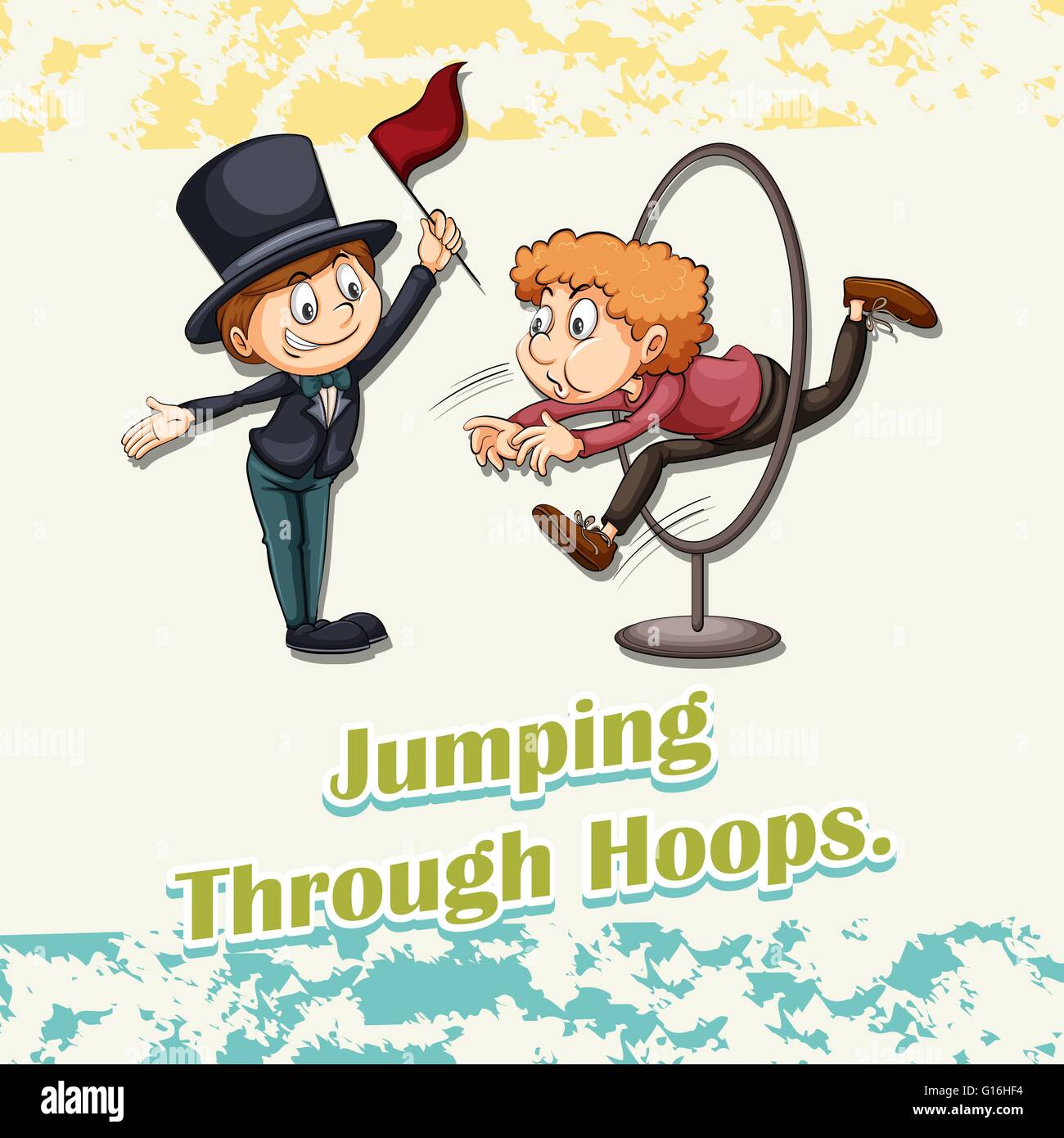 Idiom saying jumping through hoops Stock Vector
