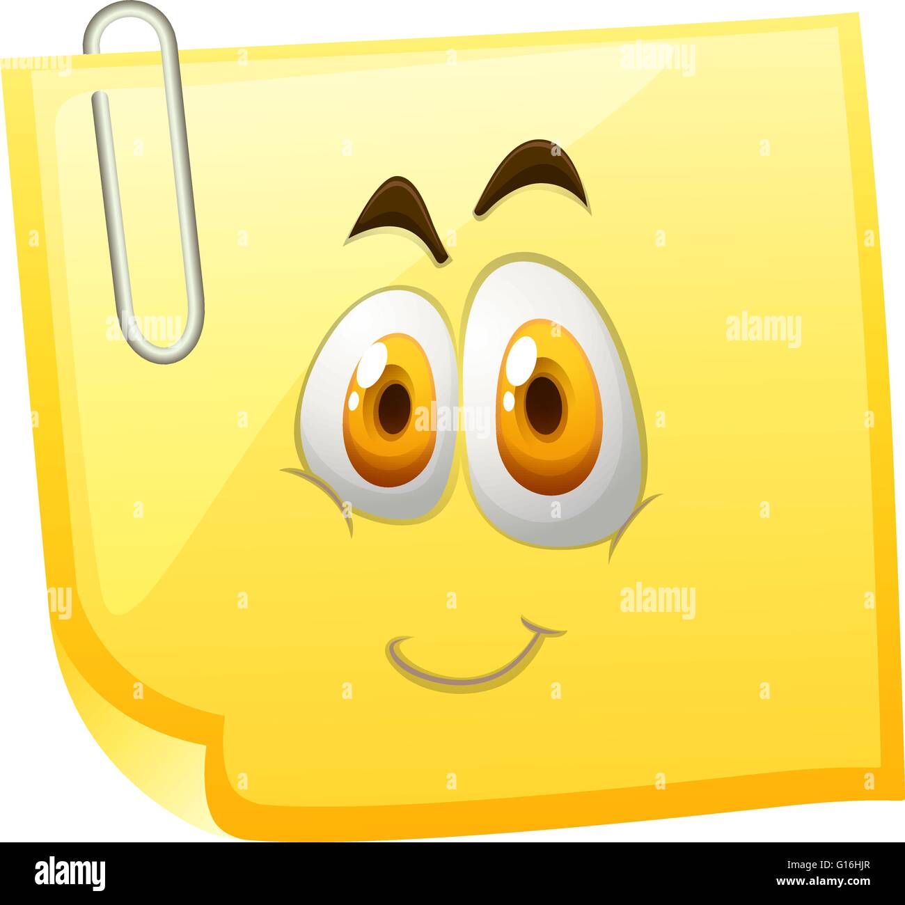 Yellow Sticky Note With Happy Face Illustration Stock Vector Image