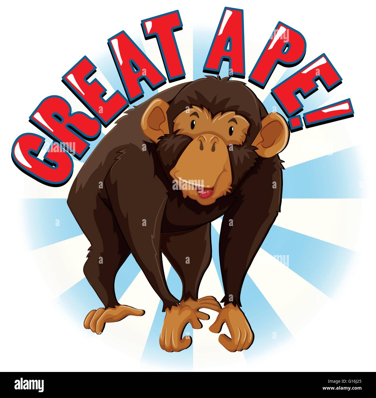 Cute monkey looking happy with text Stock Vector