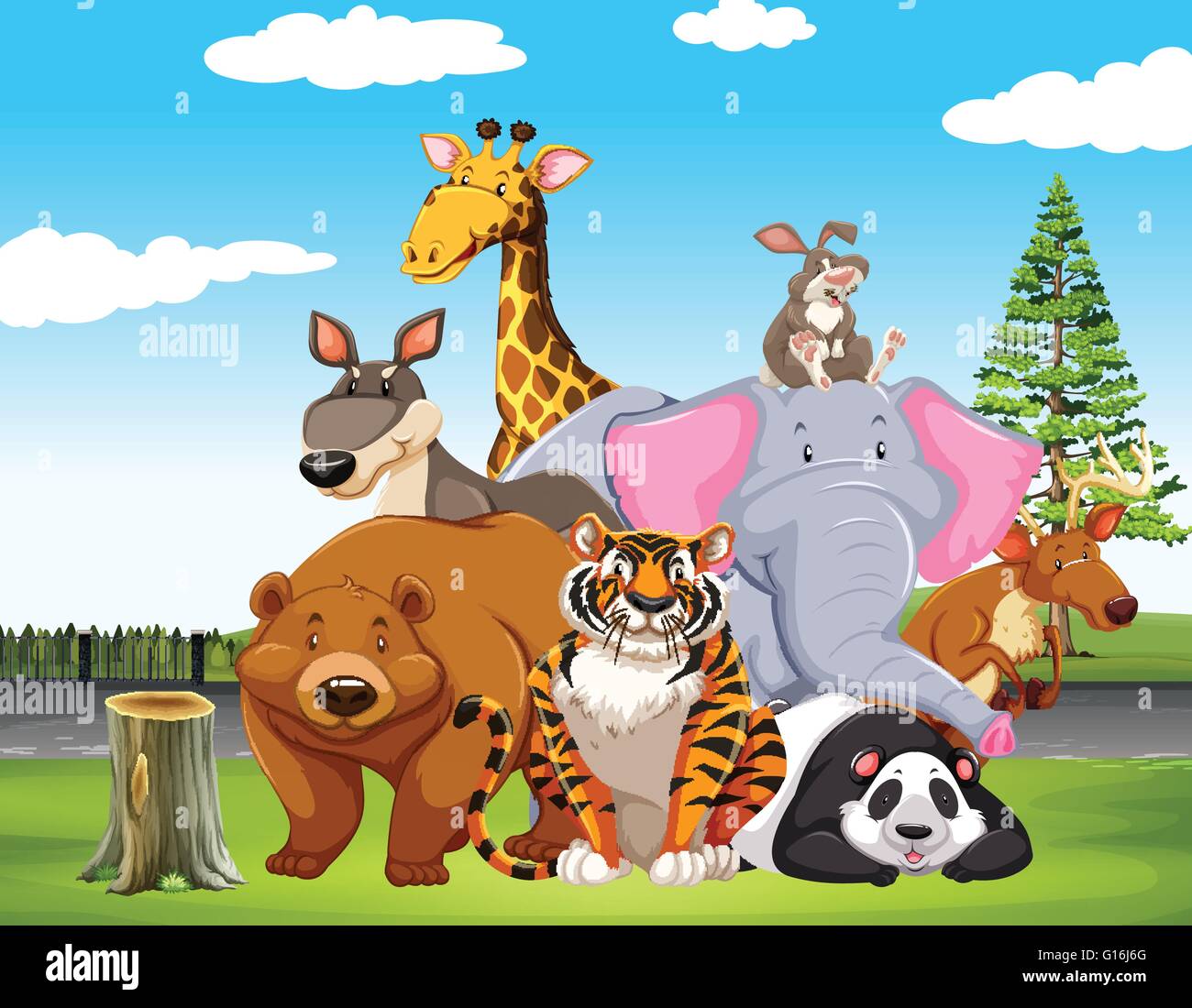 Wild animals in the field illustration Stock Vector Image & Art - Alamy