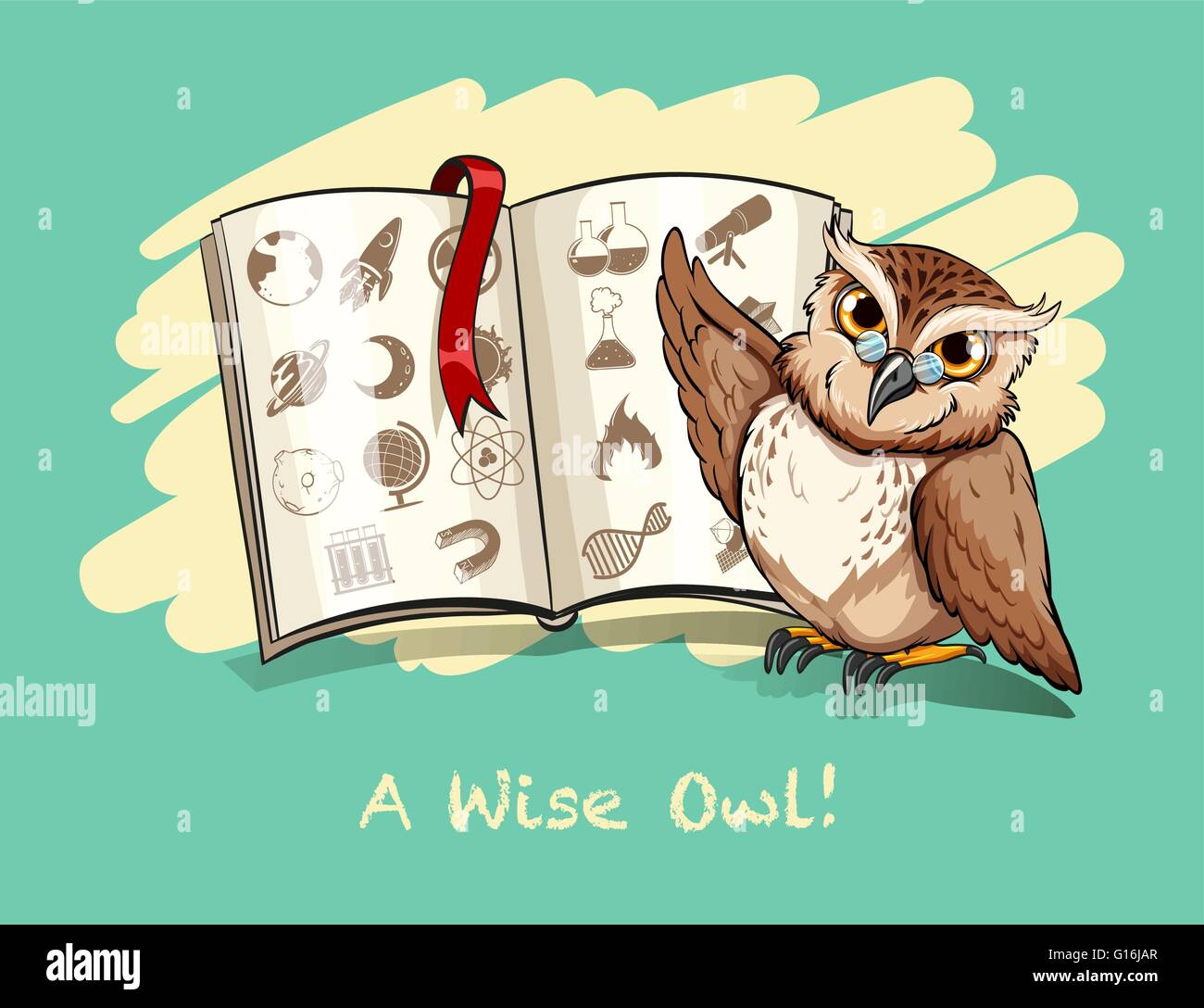 Idiom a wise owl illustration Stock Vector