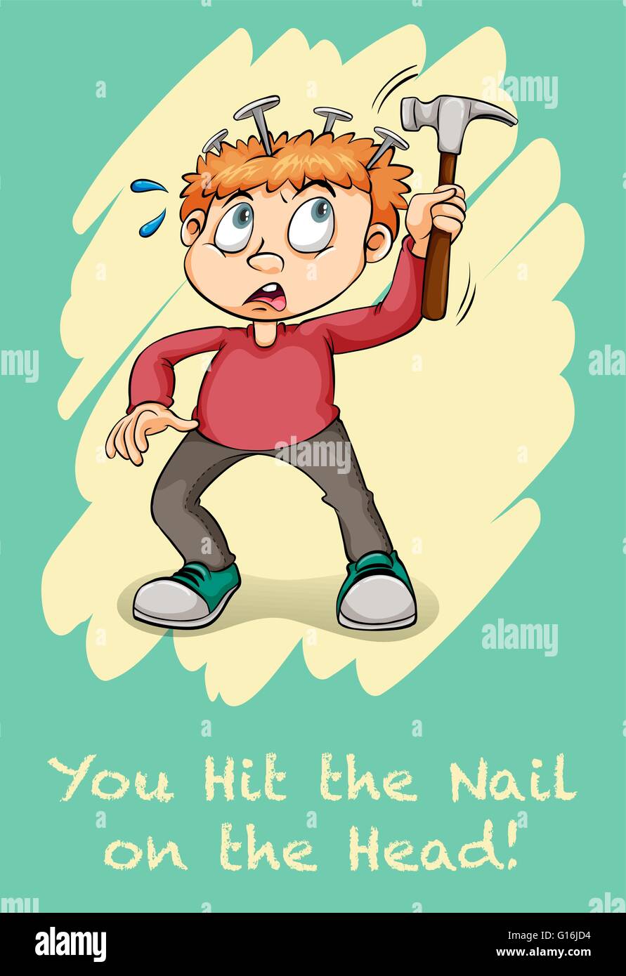 Hit the nail on the head illustration Stock Vector