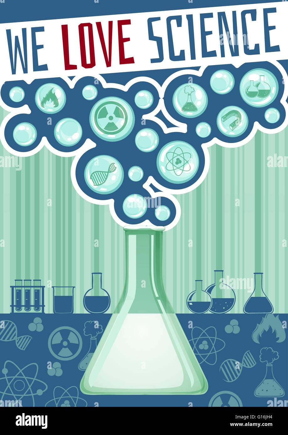 Science poster with lab equipment illustration Stock Vector