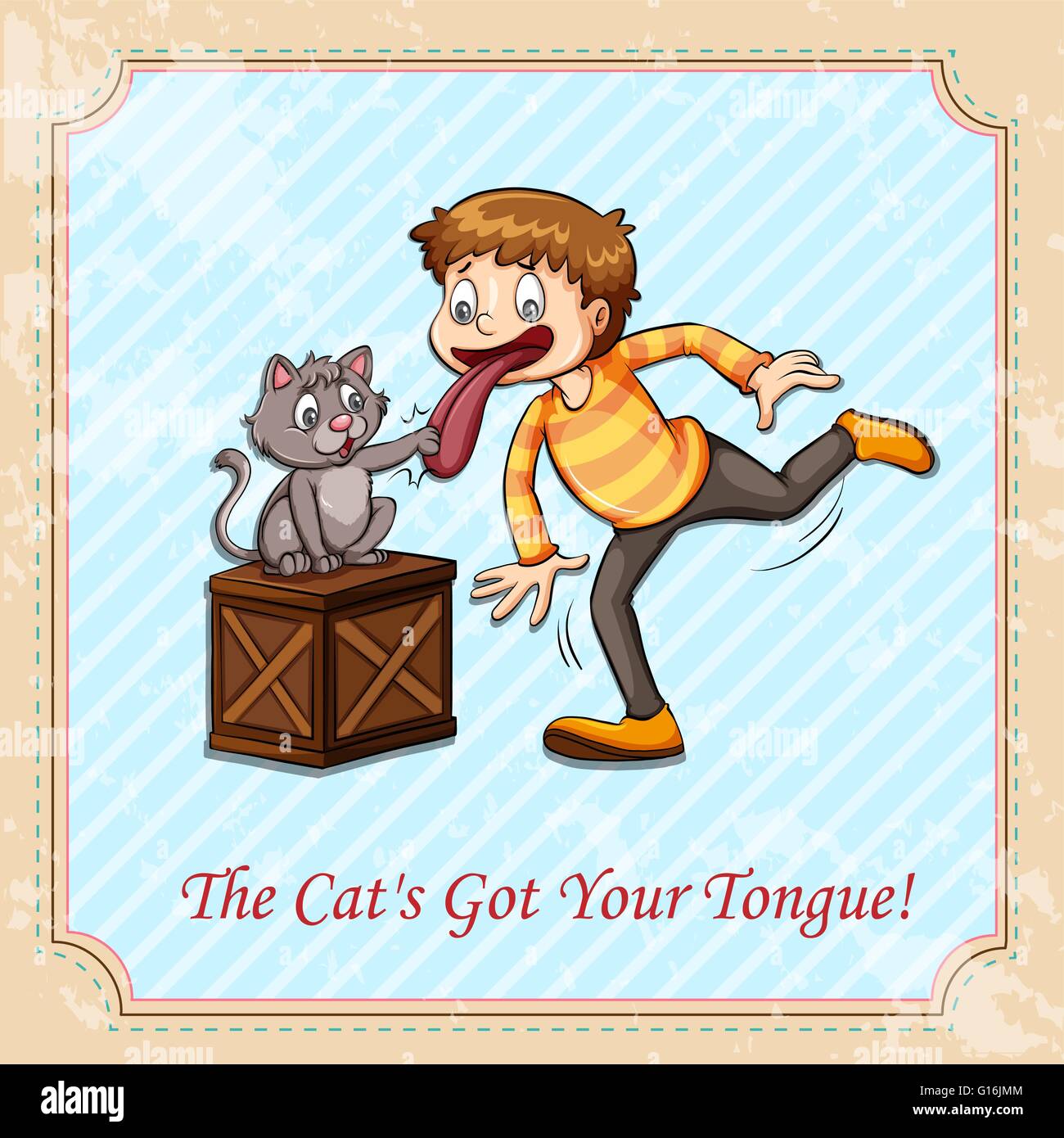 Idiom cat got your tongue illustration Stock Vector