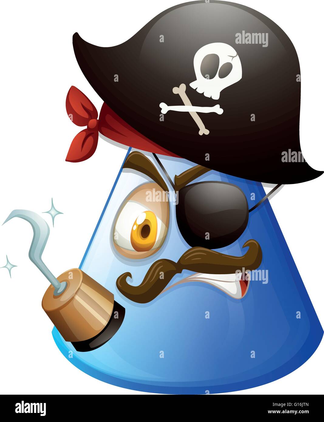 Pirate face on cone illustration Stock Vector