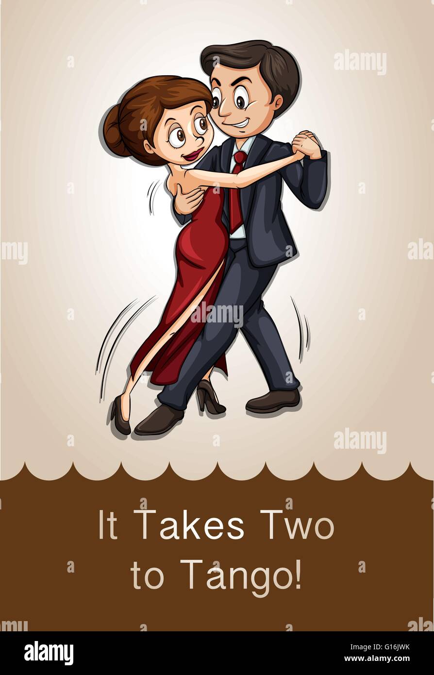 Man and woman dancing together illustration Stock Vector
