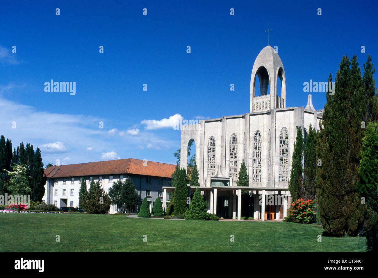 Mission, BC, British Columbia, Canada - Westminster Abbey, Benedictine Monastery, Roman Catholic Church Stock Photo