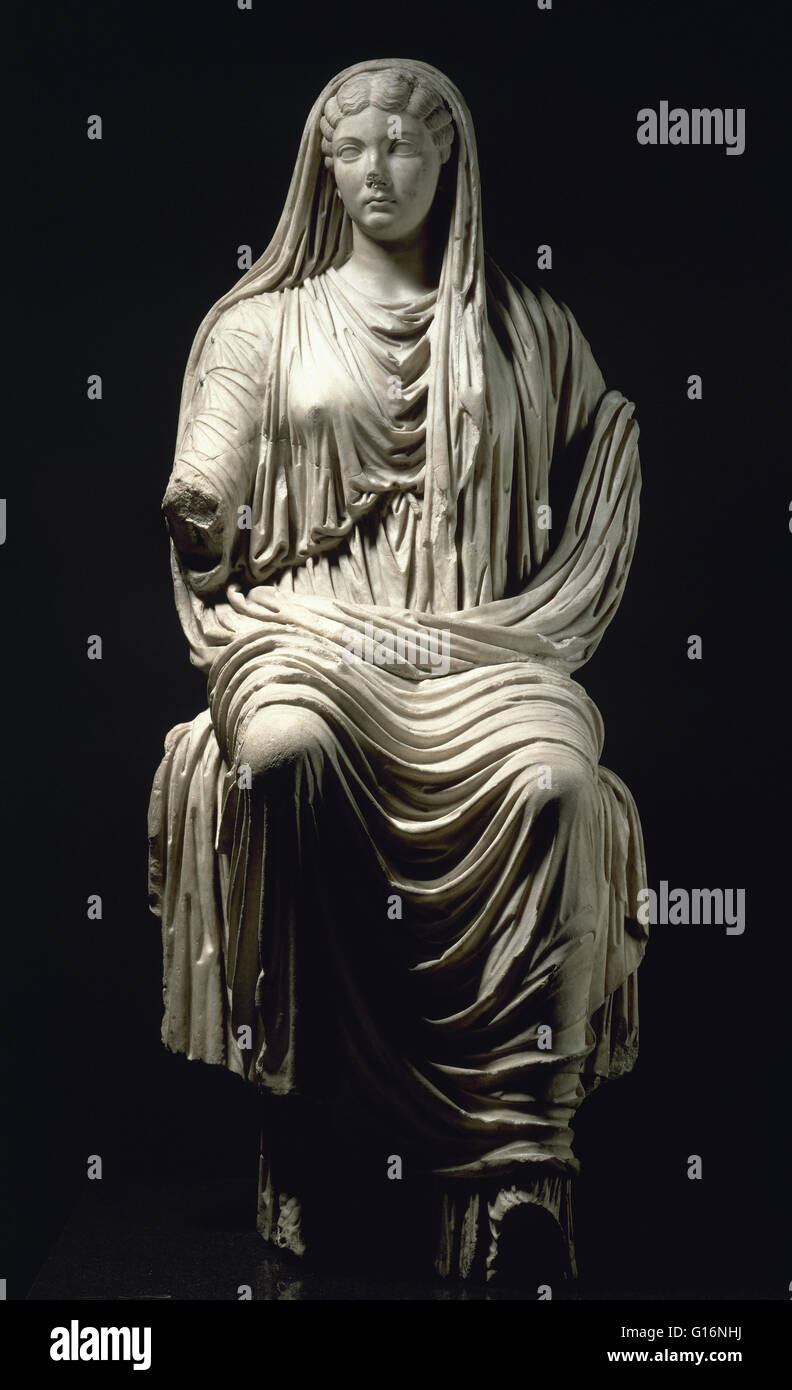 Livia Drusilla (58-29 AD). Empress consort. Wife of Roman Emperor Augustus. Marble. 14-19 AD. From Paestum (Italy). National Archaeological Museum. Madrid. Spain. Stock Photo