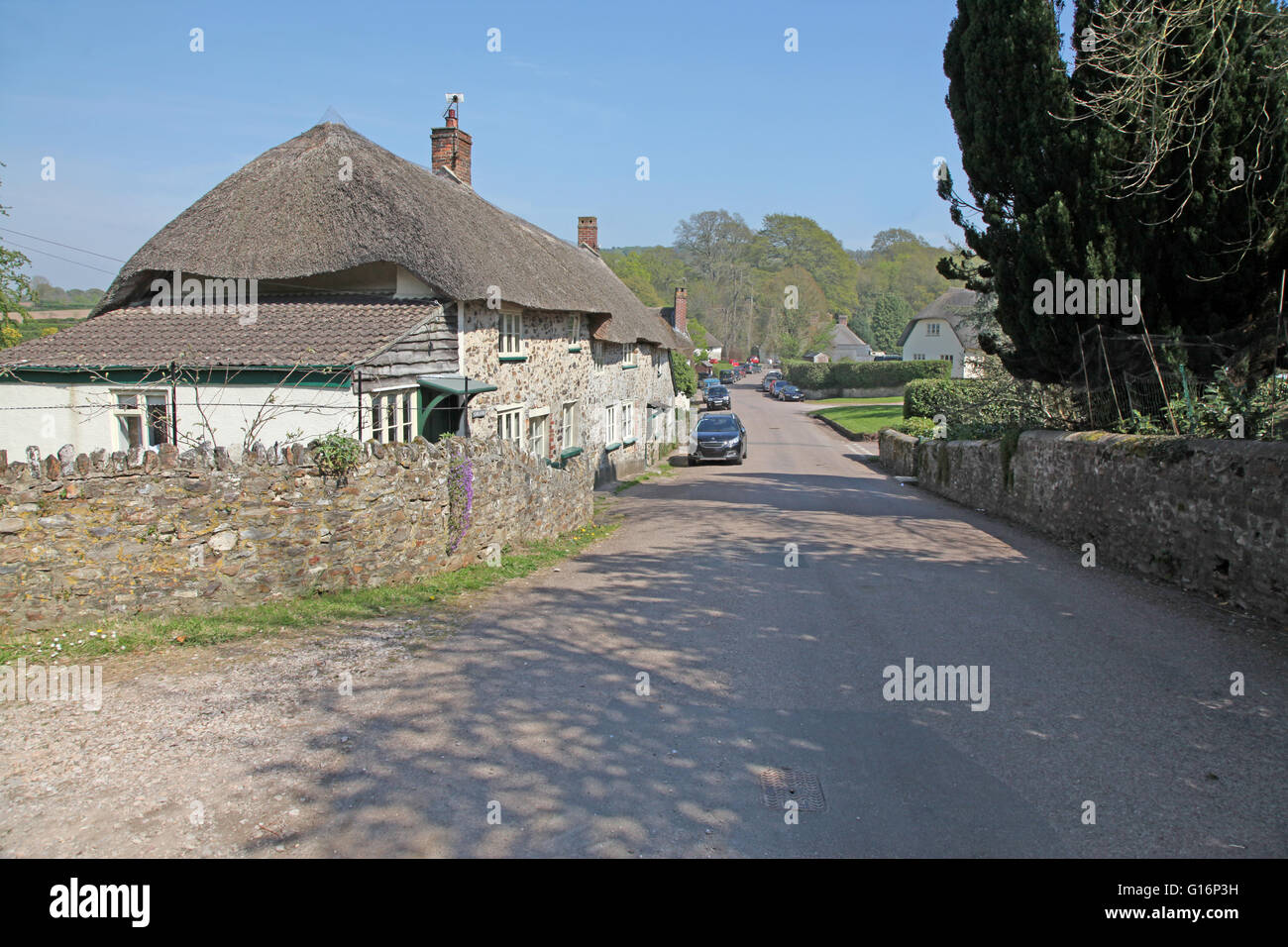 A sleepy, rural village in Devon Gittisham is about as pretty as an English Village can get with thatched cottages and a small Stock Photo