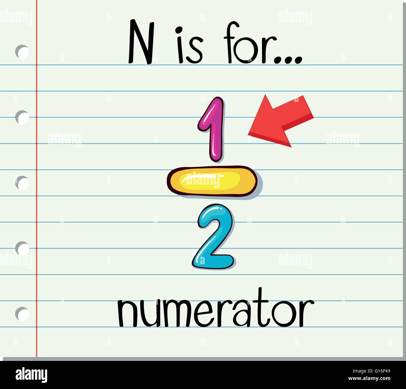 Flashcard letter N is numerator illustration Stock Vector