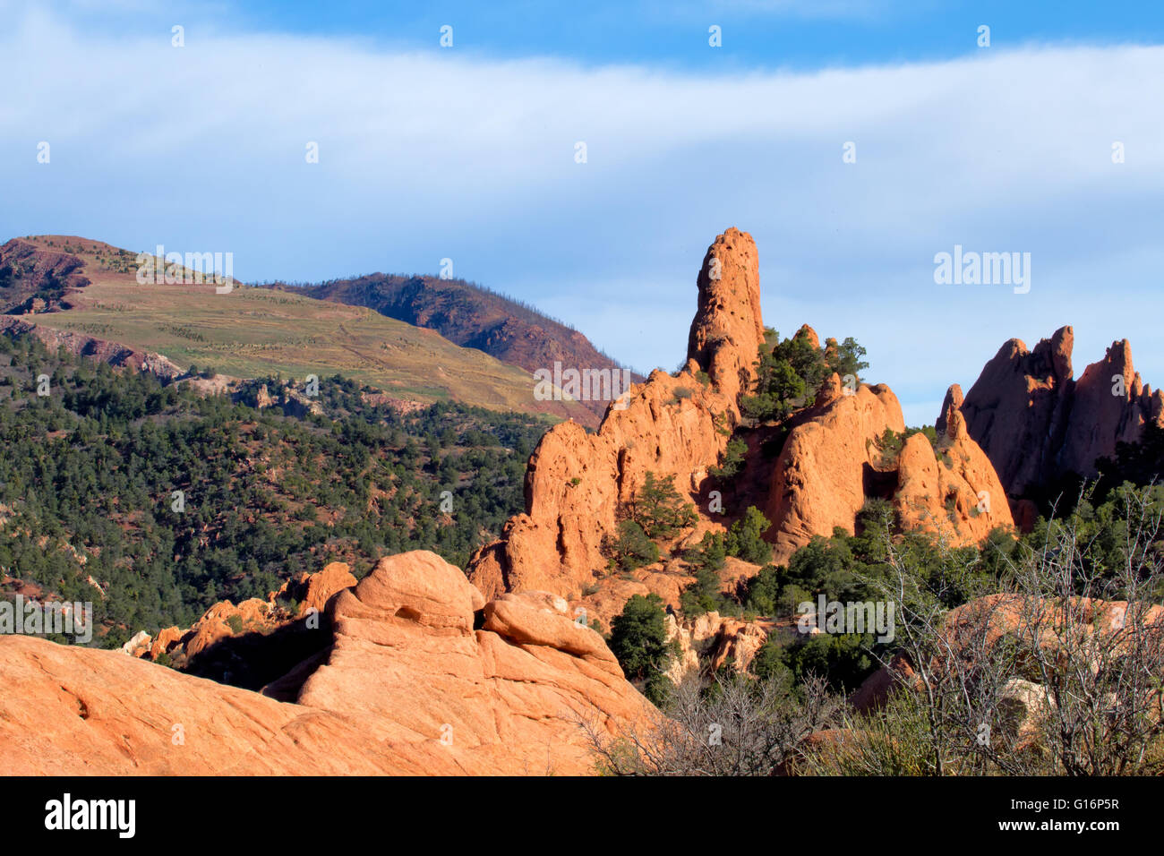 The rock formations of Garden of the Gods in Colorado Springs, Colorado Stock Photo