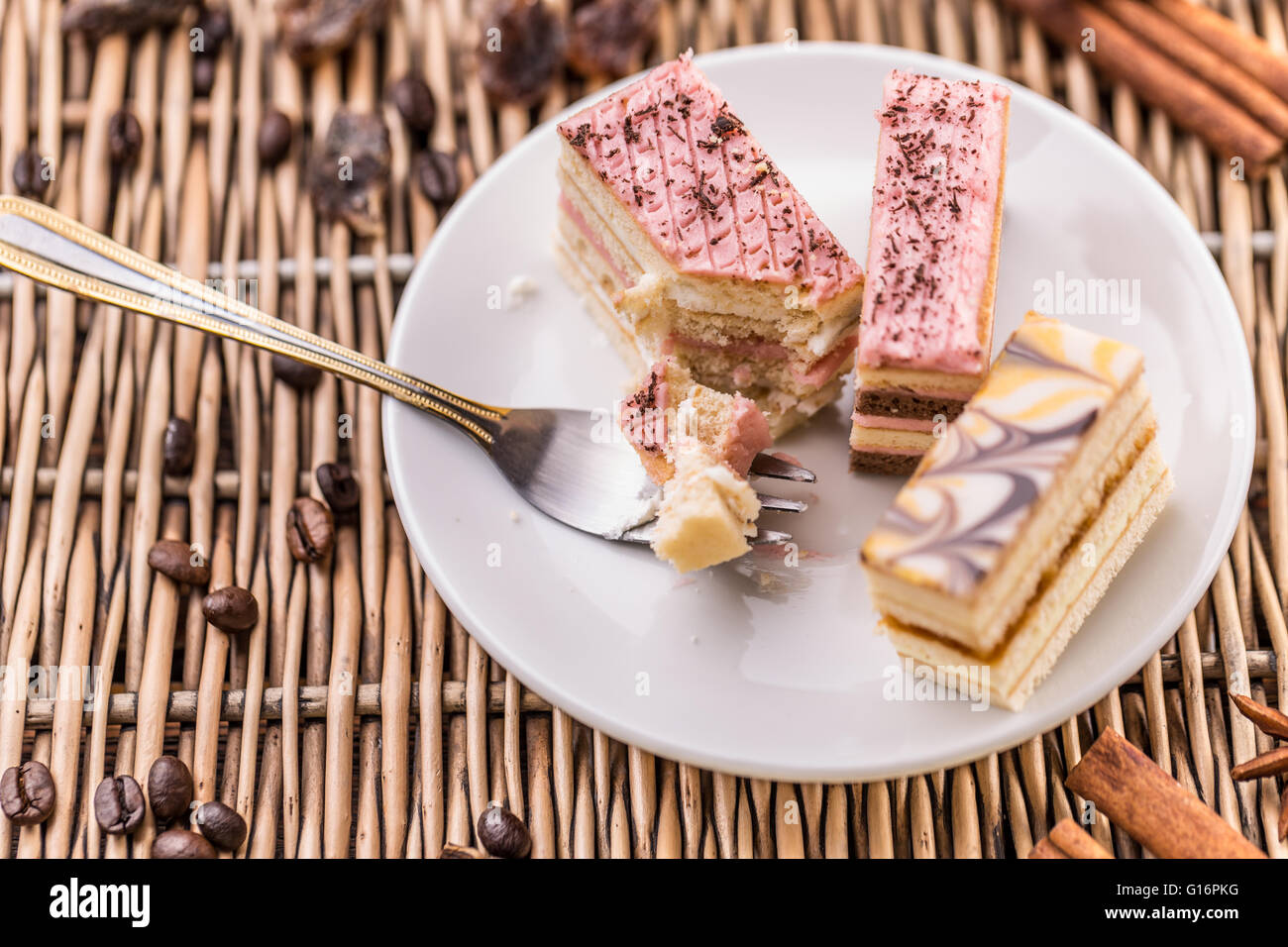 Different pastries on white plate ready to eat Stock Photo Alamy