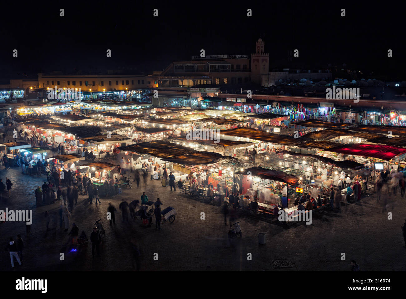 Marrakesh square by night, Morocco Stock Photo