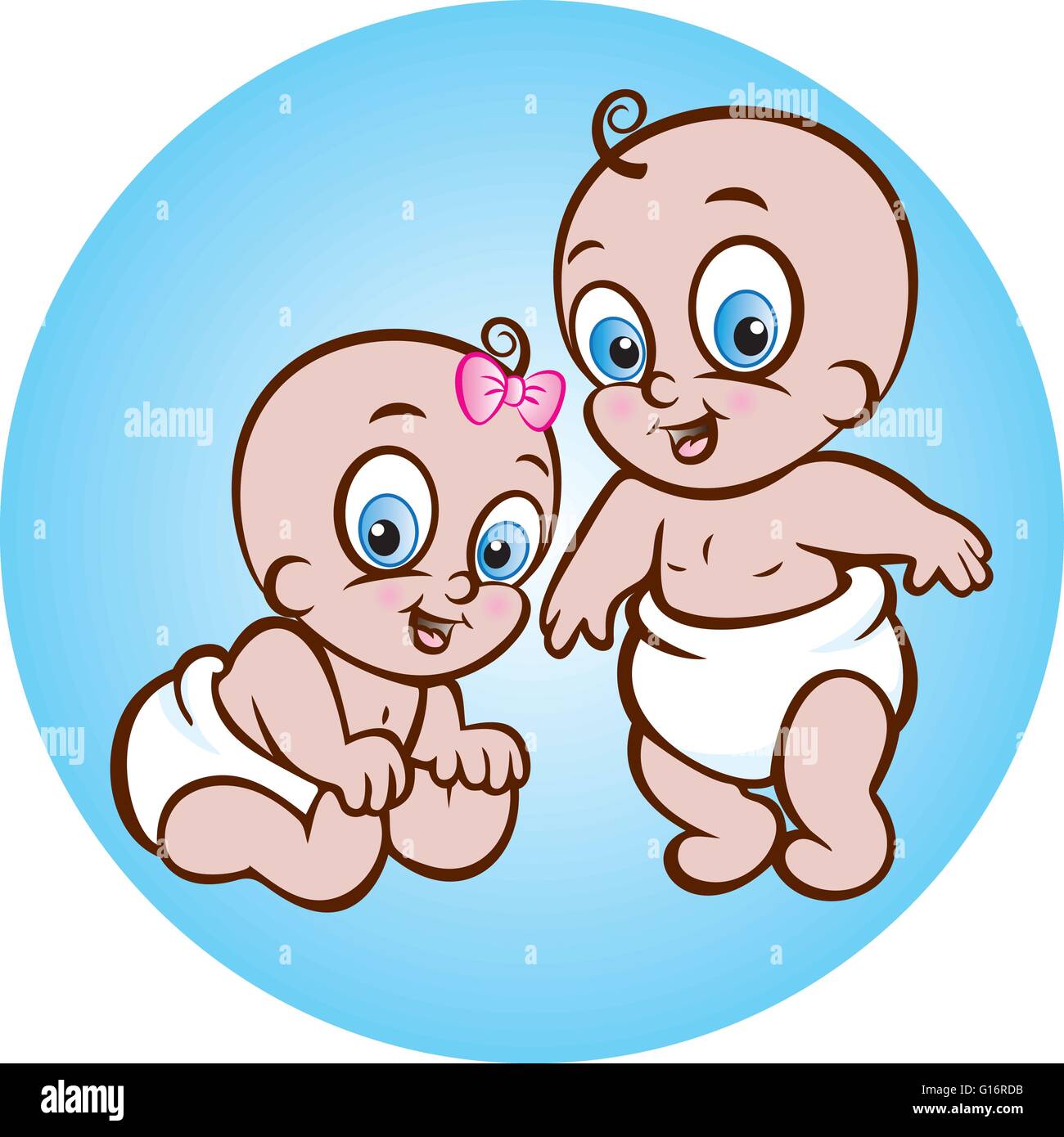 cartoon little boy and girl