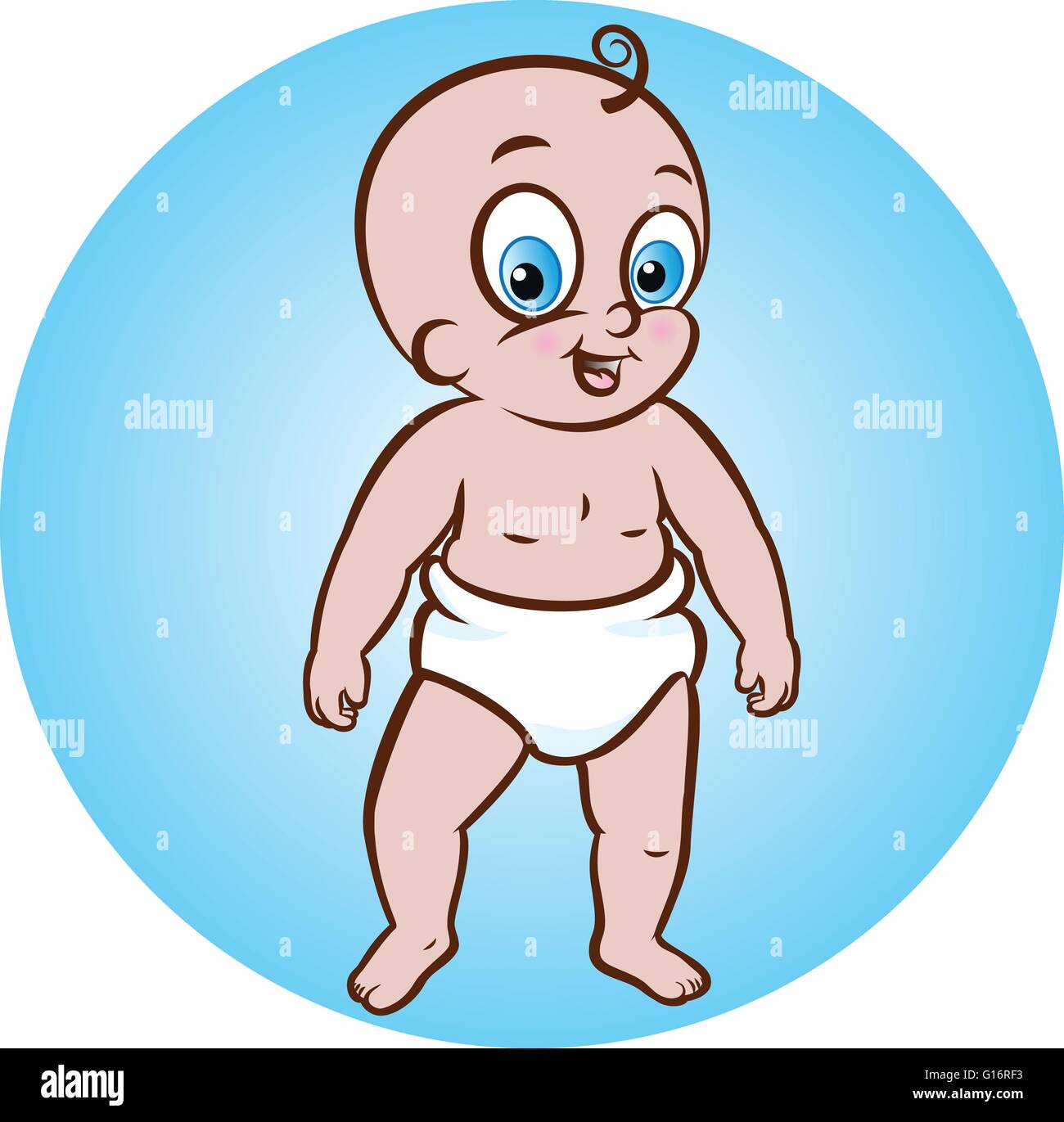 vector illustration of a cute standing baby in diaper on blue background  Stock Vector Image & Art - Alamy