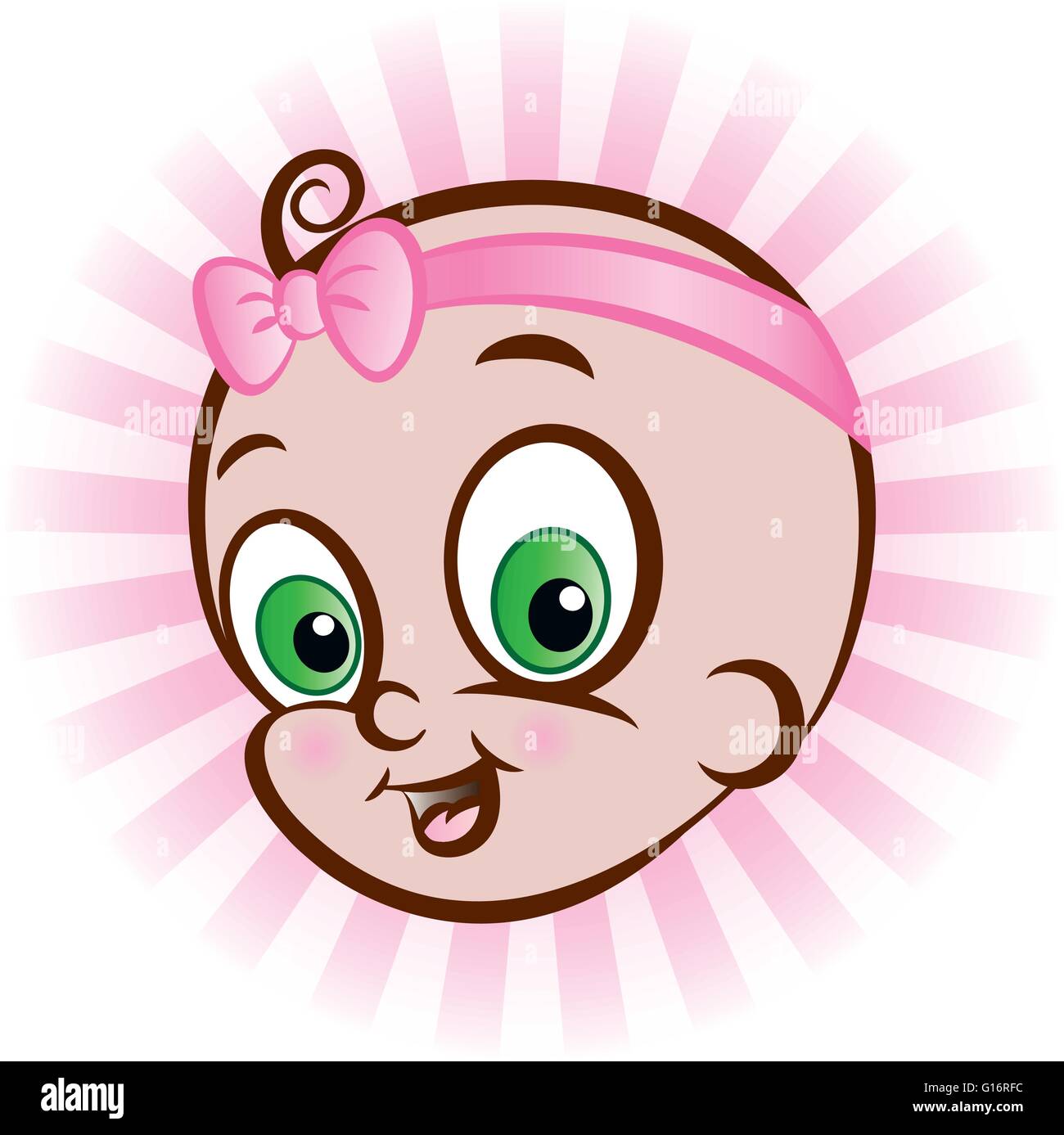 vector illustration of baby girls head. it is a girl. Stock Vector