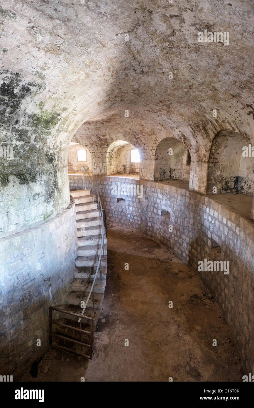 Inside Fort Royal, Lokrum Island, Dubrovnik, Dalmatian Coast, Croatia Stock Photo