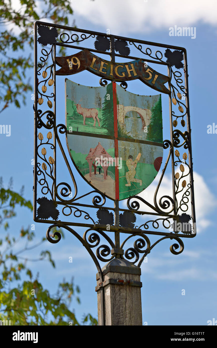 Village sign, Leigh 1951, Kent, UK Stock Photo Alamy