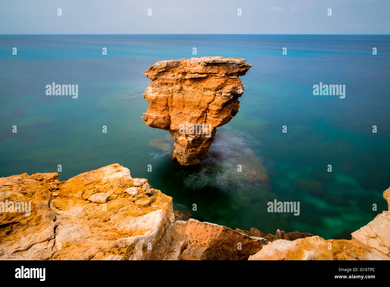 Rock formation close to Punta Gavina. Formentera (Balearic Islands). Stock Photo