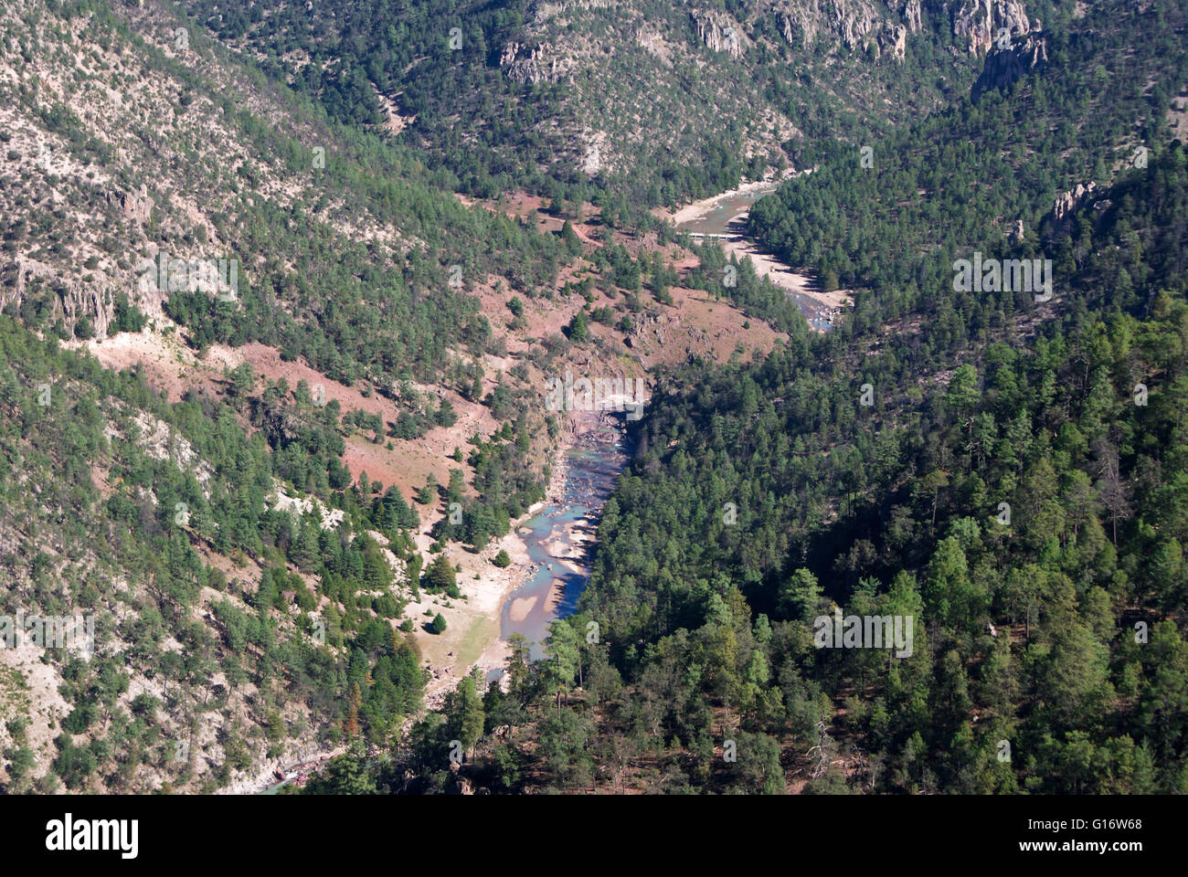 Copper Canyons and the river in Chihuahua near Creel and Divisadero, Mexico Stock Photo
