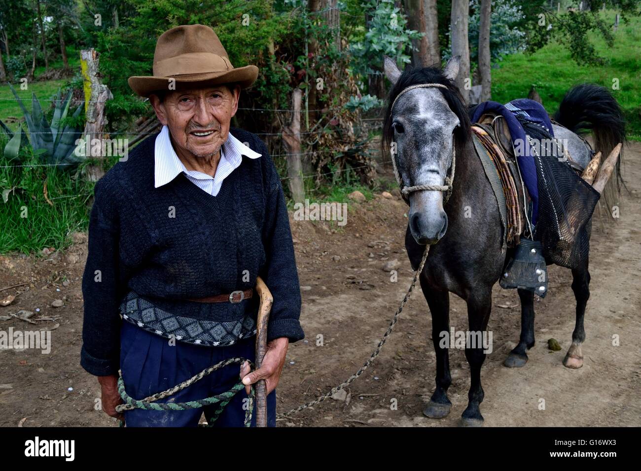 Cattleman in Pulun  ' Las Huaringas '  - HUANCABAMBA.. Department  of Piura .PERU Stock Photo