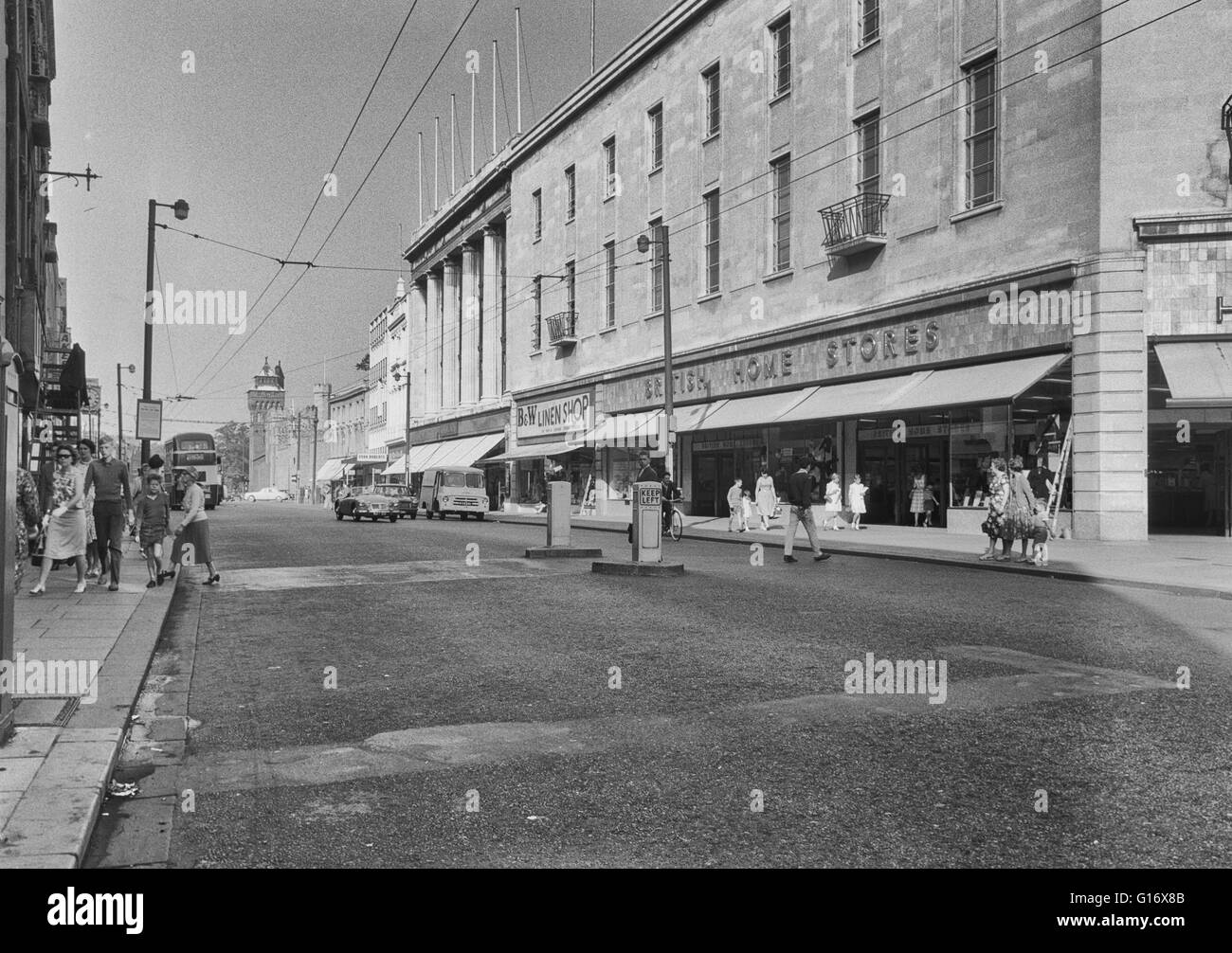 Queen Street, Cardiff, 1961 showing British Home Stores Stock Photo