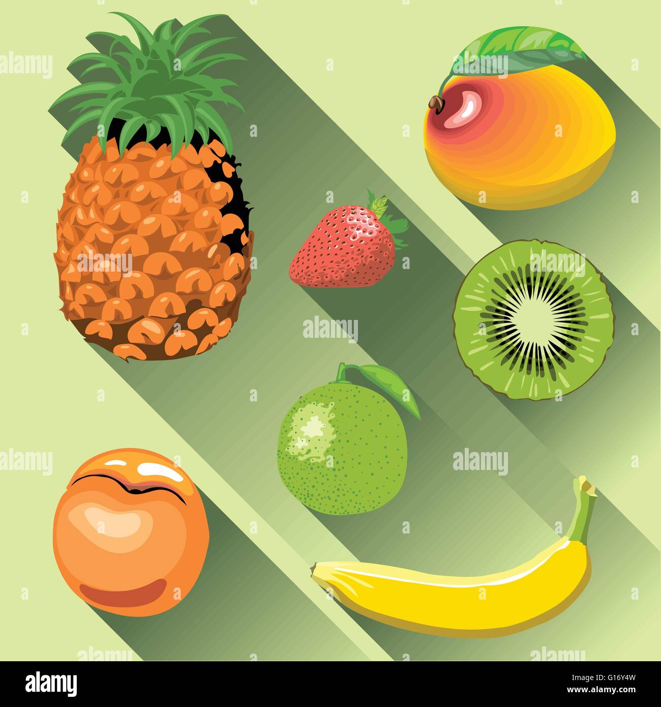 Vetor do Stock: Pixel fruits set. Pixel art fruits huge vector