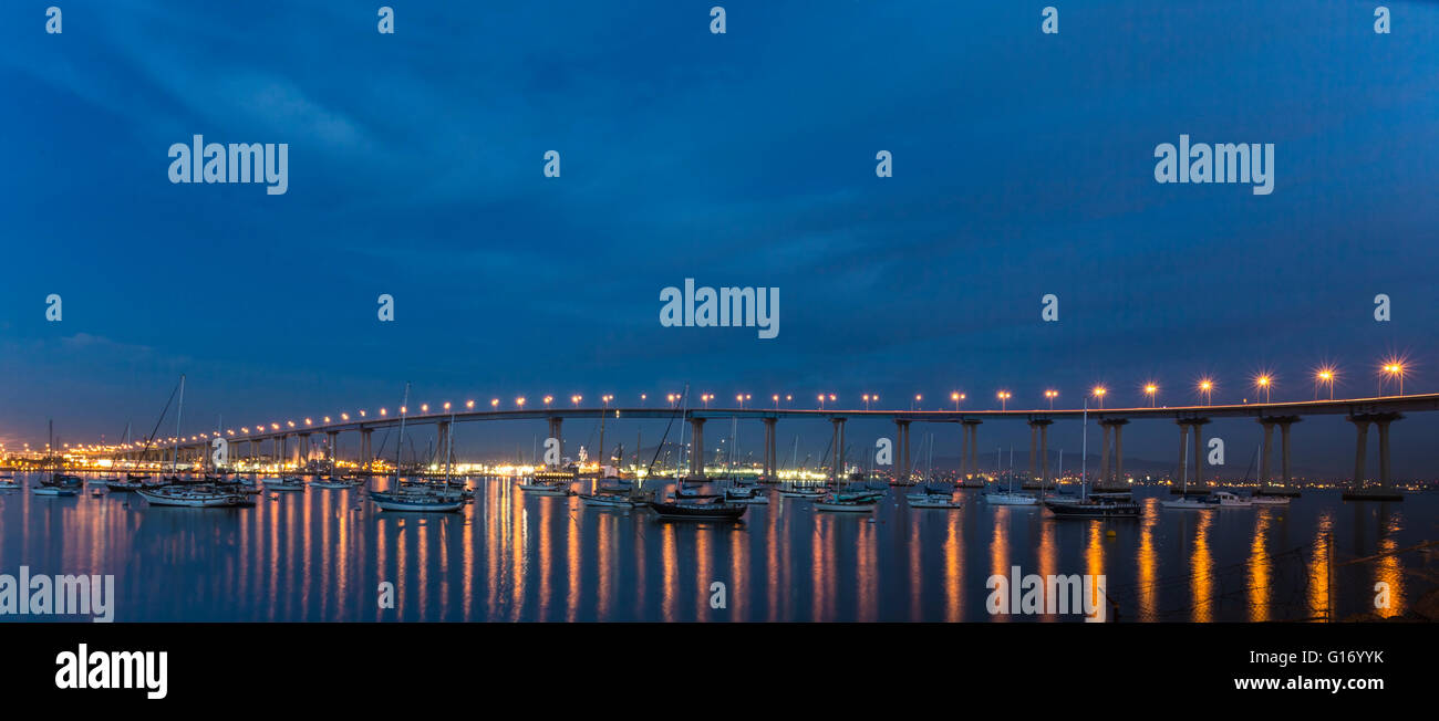 coronado bridge in san diego bay from coronado island Stock Photo - Alamy