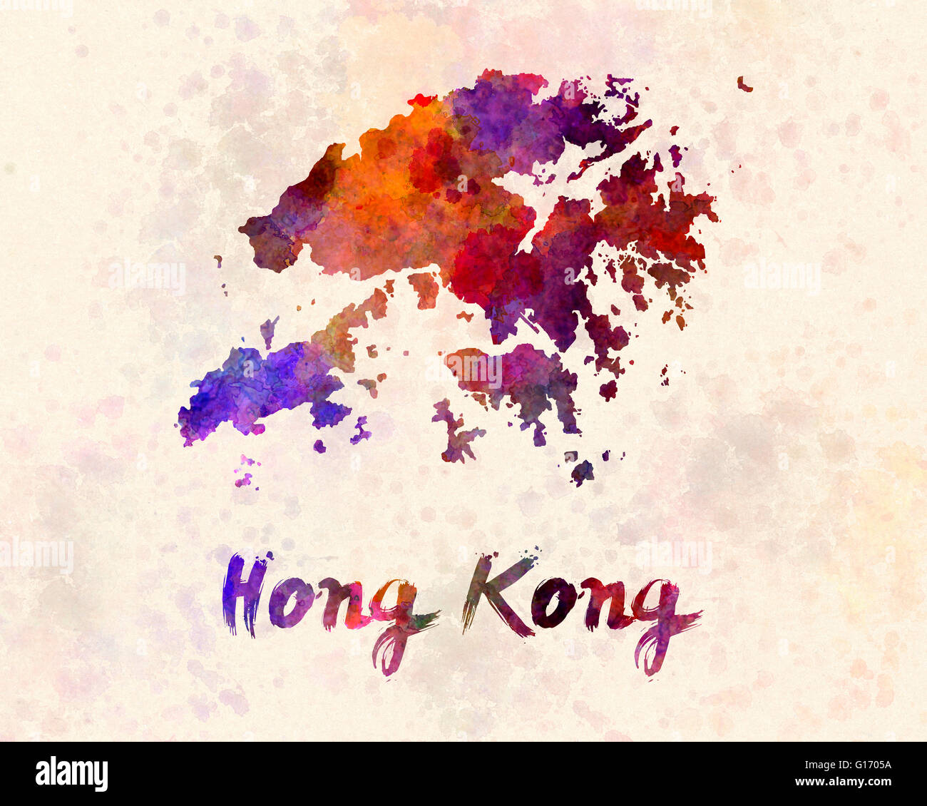 Hong Kong in watercolor Stock Photo