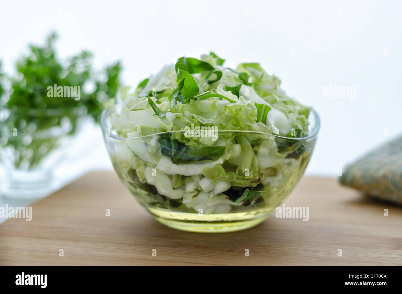 Chinese cabbage salad on the table Stock Photo