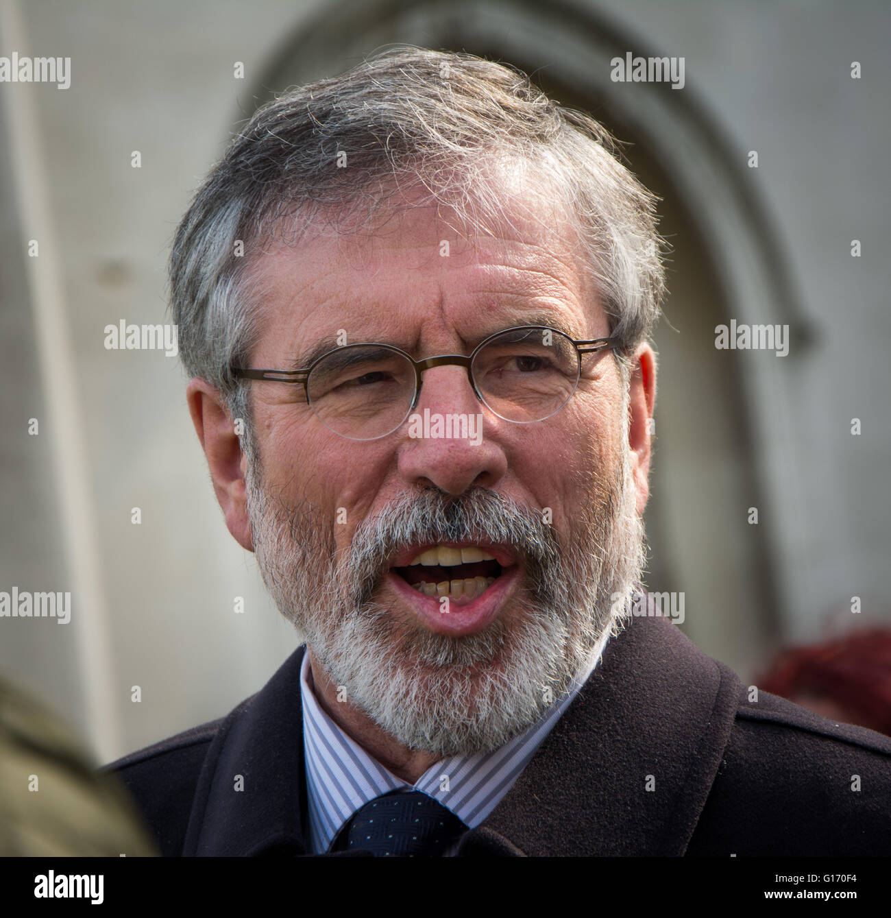 Sinn Féin politician Gerry Adams  at Tony Benn's funeral Stock Photo