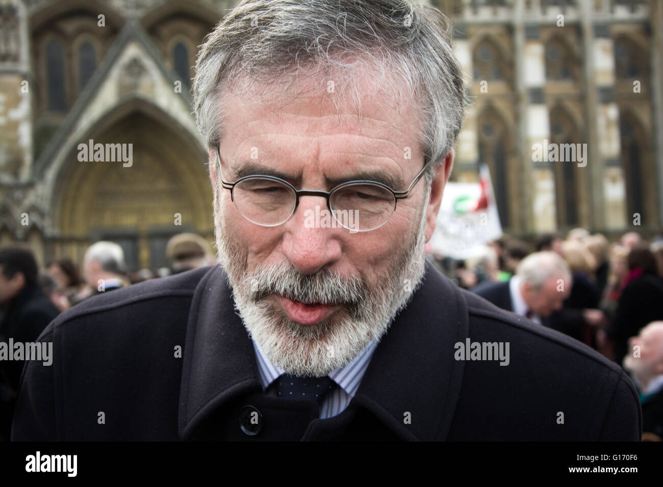 Sinn Féin politician Gerry Adams  at Tony Benn's funeral Stock Photo