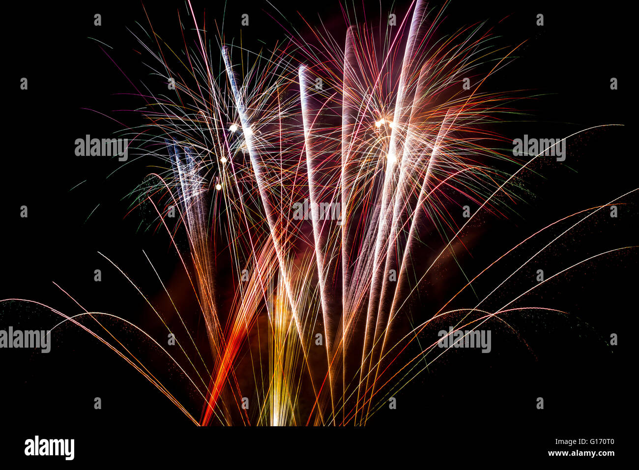 Fireworks on bonfire night at Himley Hall Park, Dudley, West Midlands