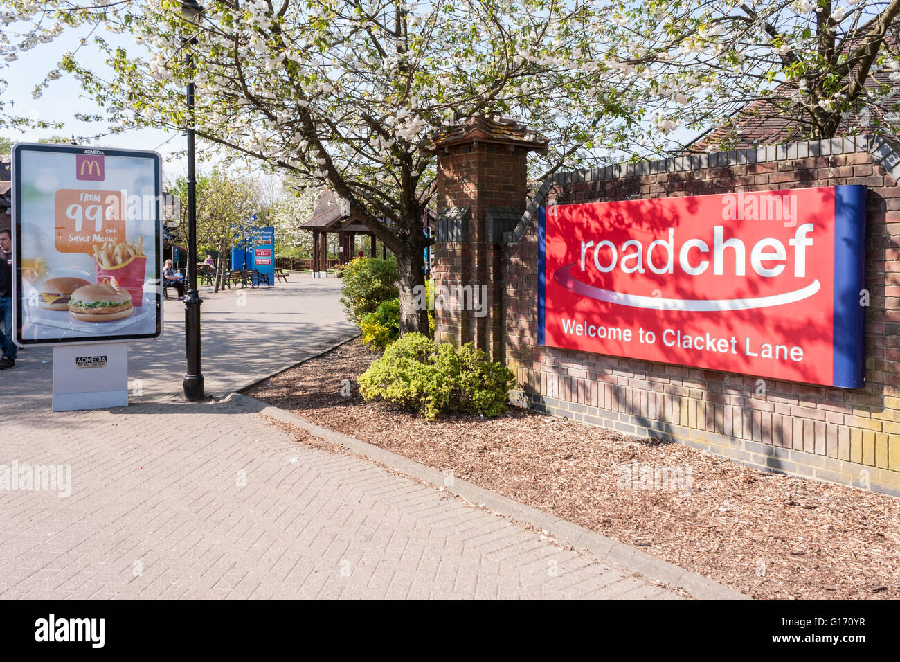 Clacket Lane M25 motorway service station. Stock Photo