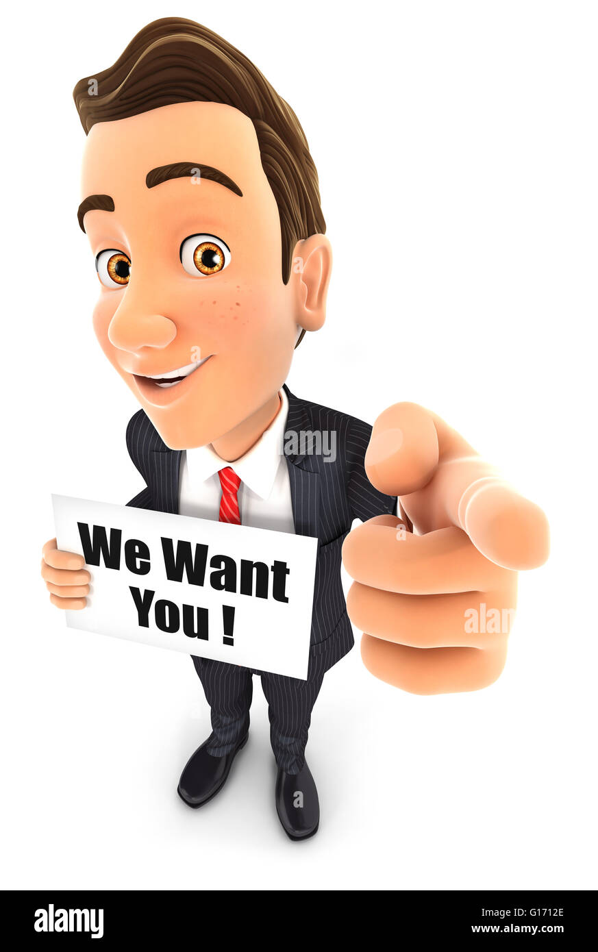 3d businessman with we want you message, isolated white background Stock Photo