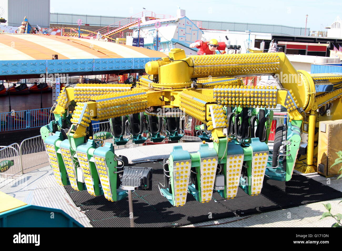 octopus ride at Adventure Island, Southend on Sea, Essex. Stock Photo