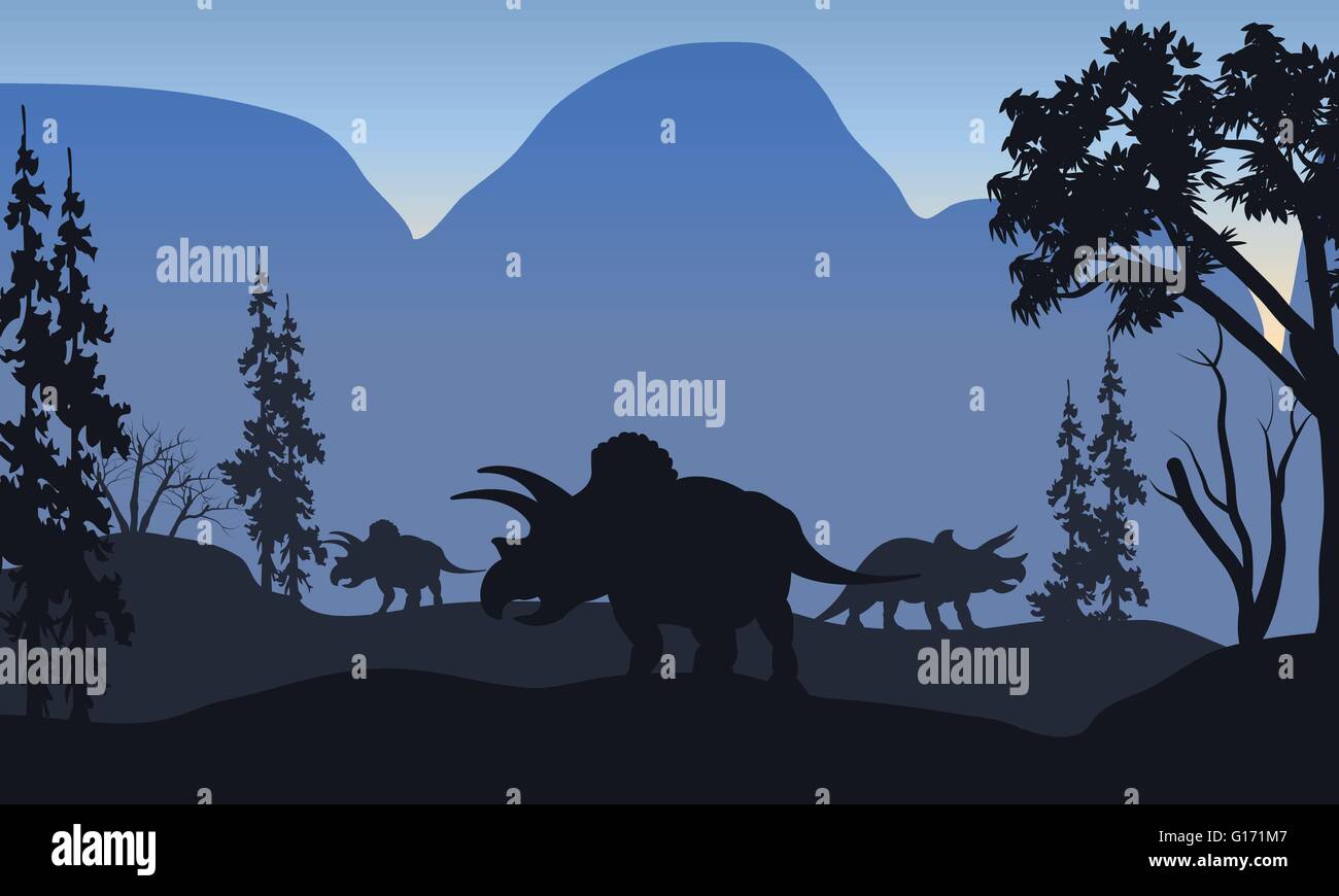 triceratops of silhouette in hills Stock Vector Image & Art - Alamy