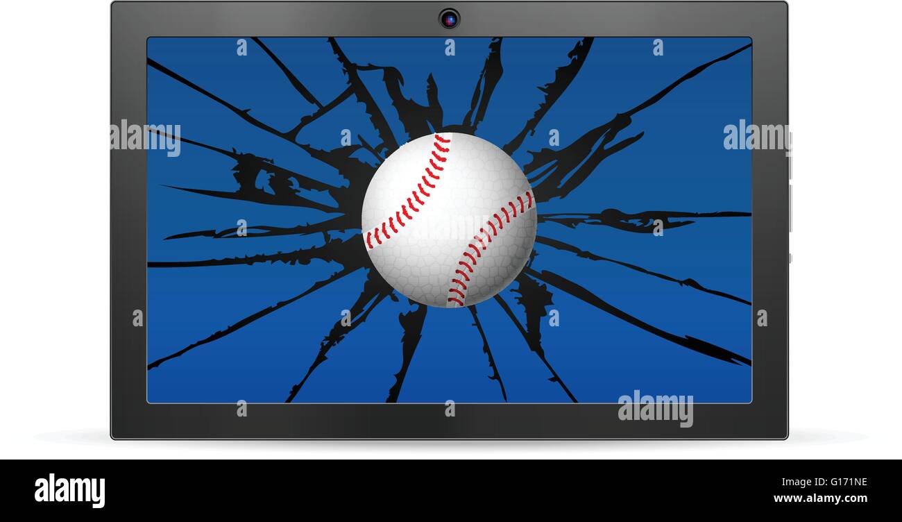 Cracked tablet baseball  on a white background. Vector illustration. Stock Vector