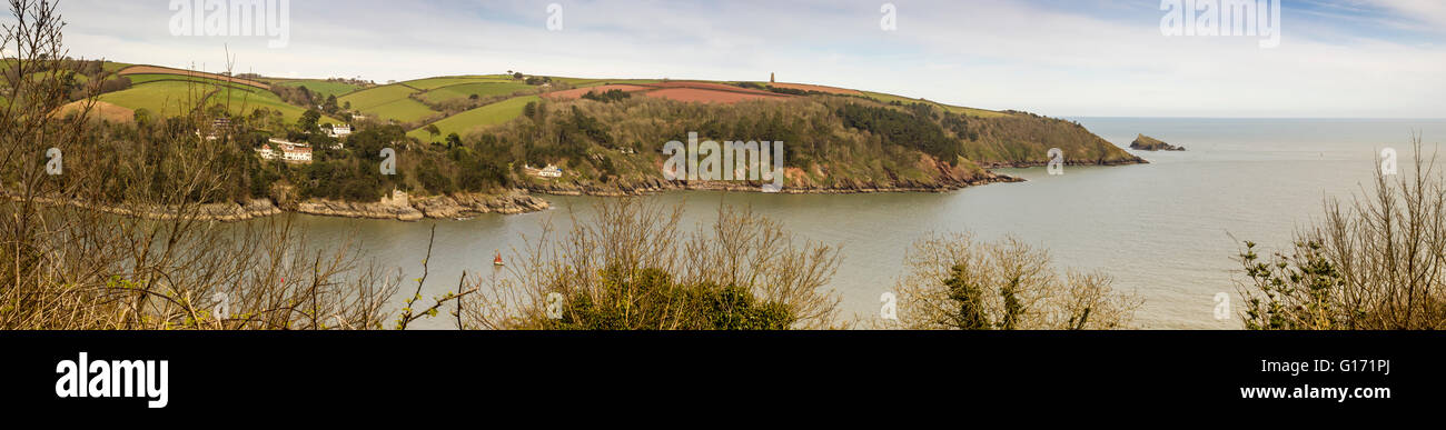 Froward Point, Devon, England, seen across the mouth of the River Dart ...