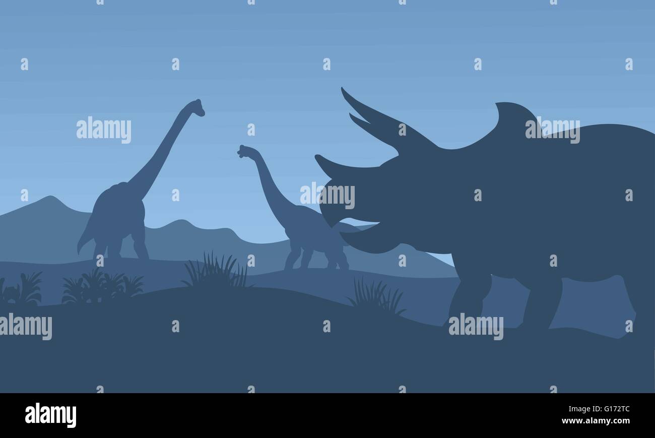 Silhouette triceratops and Brachiosaurus Stock Vector Image & Art - Alamy