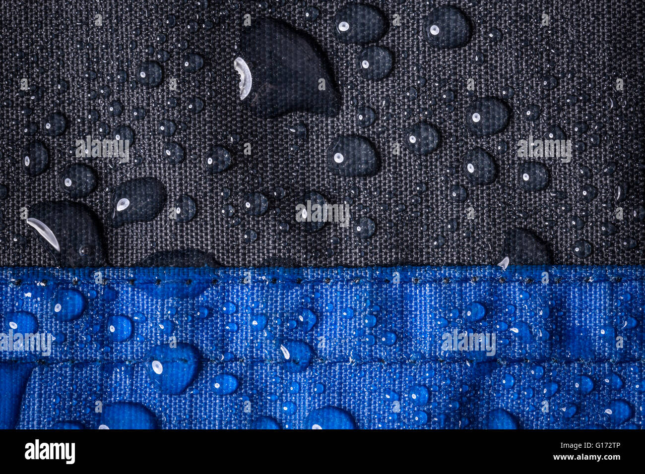 Drops of water on waterproof cloth Stock Photo