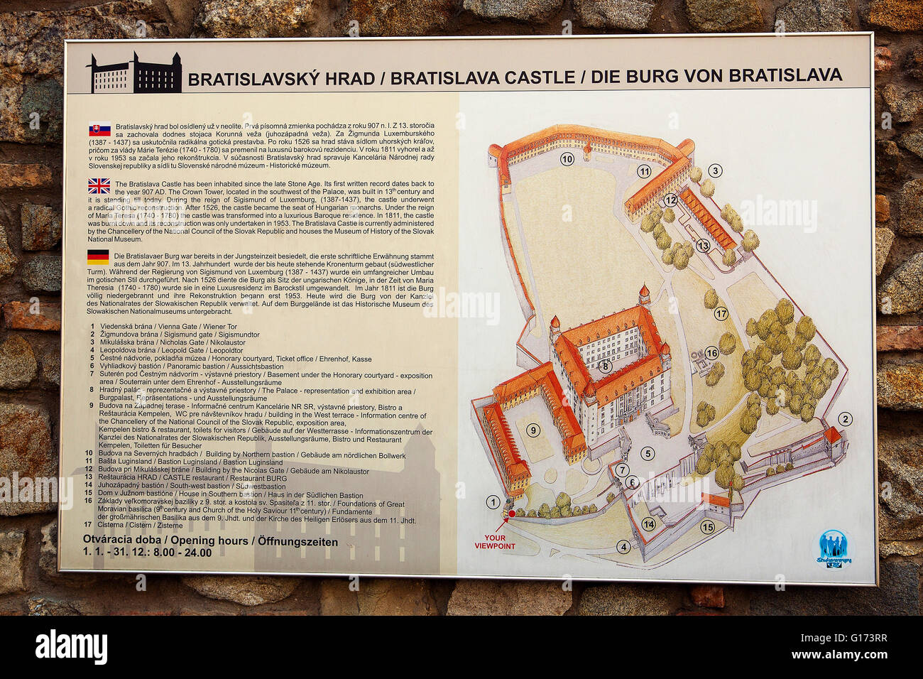 Plan of the Bratislava Castle in Slovakia Stock Photo