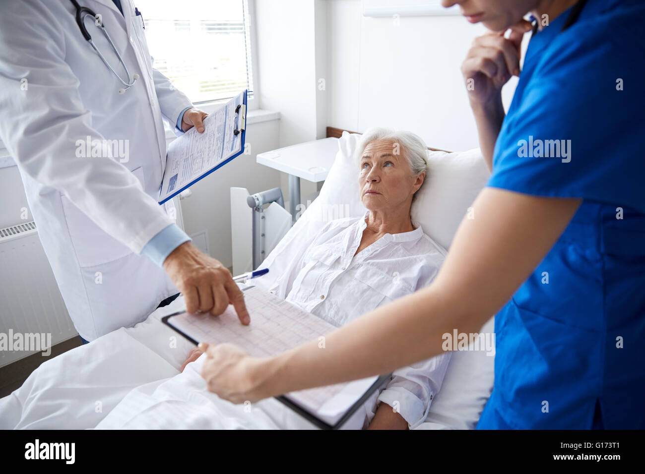 doctor and nurse visiting senior woman at hospital Stock Photo - Alamy