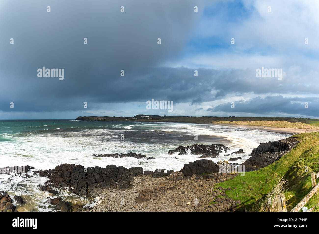 The view to Runkerry Head from Portballintrae, County Antrim, Northern Ireland. Stock Photo