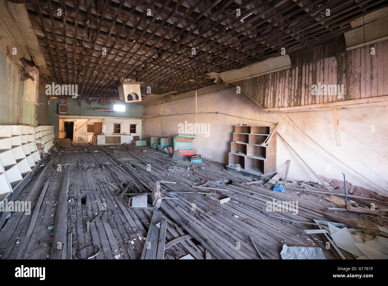 Interior of an abandoned grocery store in Barstow, Texas Stock Photo ...