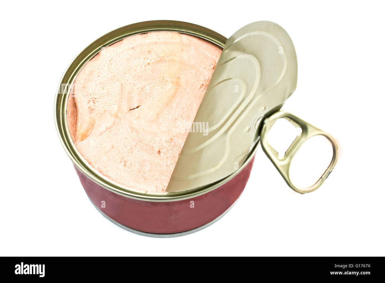 Canned pate isolated on white Stock Photo